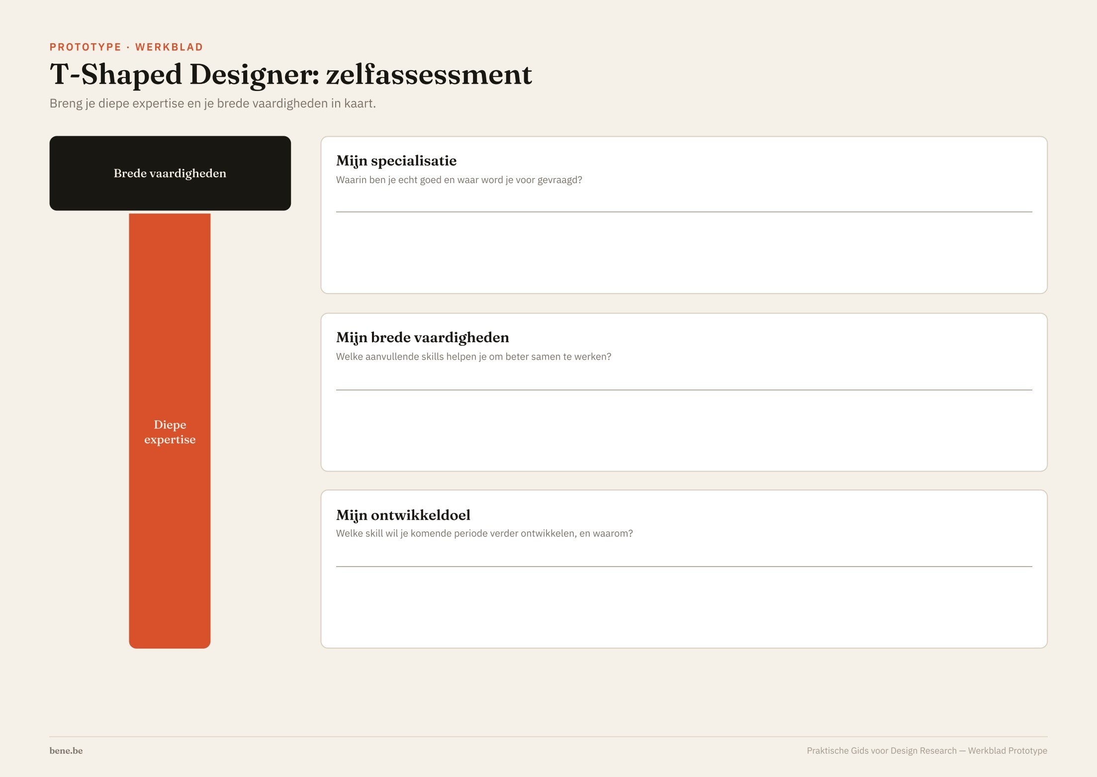 Werkblad zelfassessment T-Shaped Designer